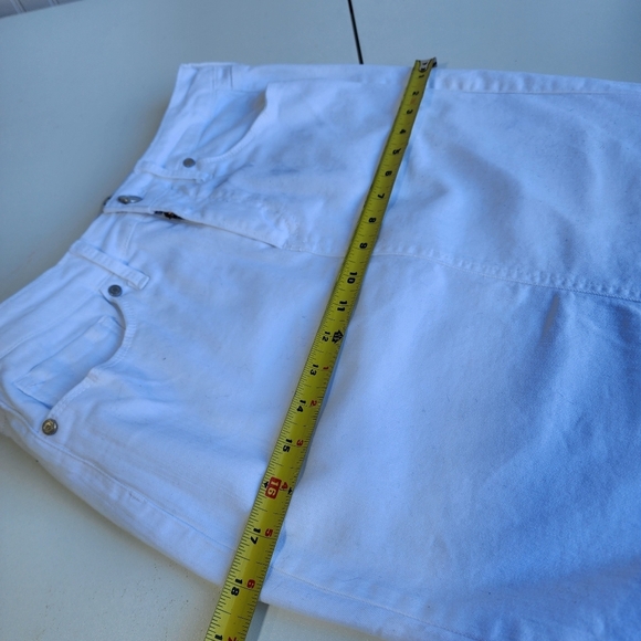 Code Bleu Denim Jean Skirt White Button Fly Pencil Back Kick Split Stretch Raw 6 - Picture 4 of 11
